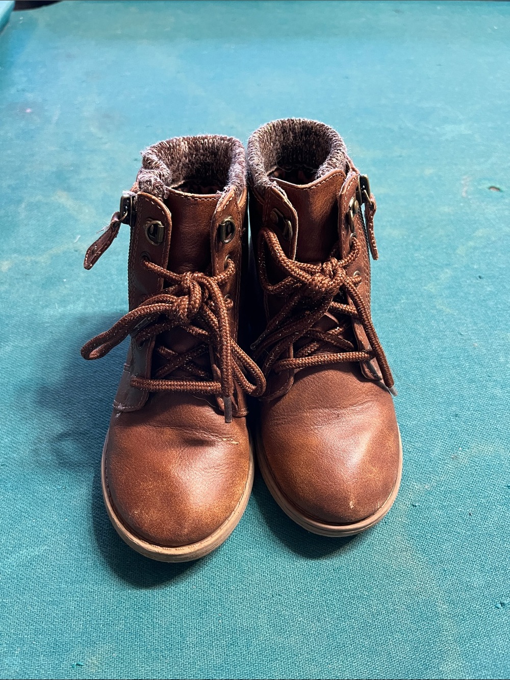 Wonder nation toddler Brown Lace-Up Ankle Boots with Side Buckle size 10